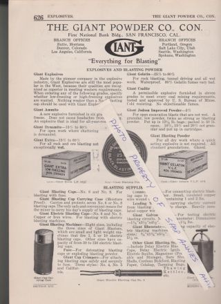 1922 Paper Ad Giant Powder Company Mine Explosives Blasting Machine Dynamite