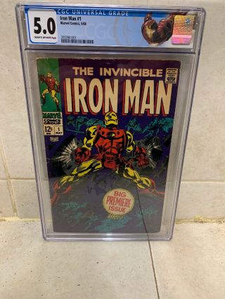 Iron Man 1 (may 1968,  Marvel) Cgc 5.  0 Marvel Cgc Label Look
