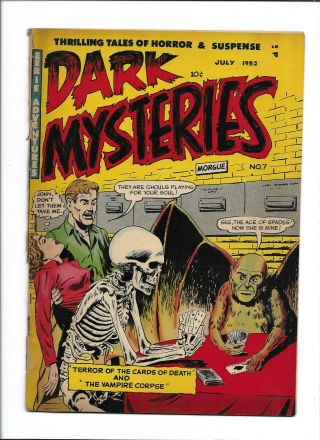 Dark Mysteries 7 [1952 Pr] Great Cover " Terror Of The Cards Of Death "
