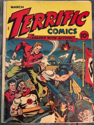 Terrific Comics 2 Continental 1944 Alex Schomburg Cover,  Lb Cole Art
