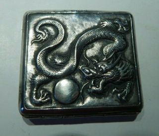 Cumwo Sterling Silver Hong Kong Chinese Export Antique Dragon Cigarette Case