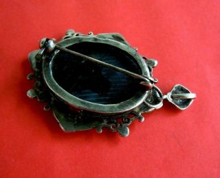 old Russian Faberge design Onyx 84 Silver Brooch & Pendant with Amethyst stones 4
