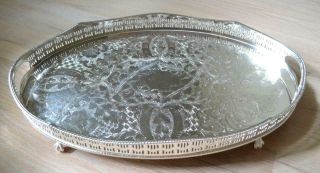 Vintage Silver On Copper Footed Tray Sheffield For Cocktails Or Perfume
