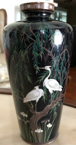 Old Antique Japanese Meiji Period Cloisonne Vase Signed