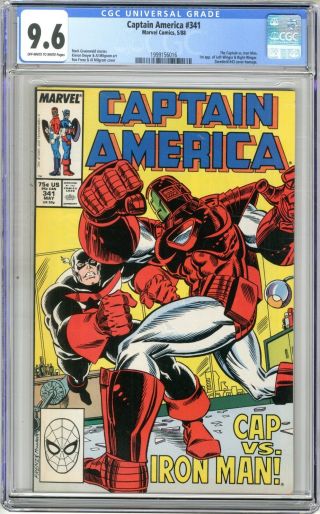 Captain America 341 Cgc 9.  6 Nm,  Off - White To Wht Pgs 5/88 See Below.