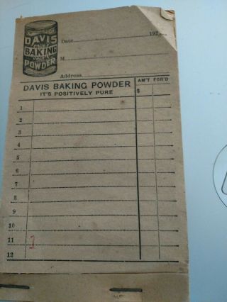 Vintage Davis Baking Powder Receipt Book,  R.  B.  Davis Co.  Nj 1920 