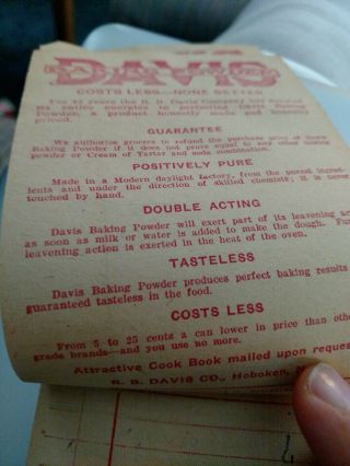 vintage Davis Baking Powder receipt book,  R.  B.  Davis Co.  NJ 1920 ' S 5