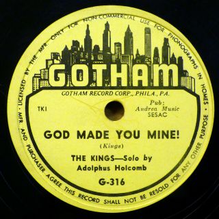 The Kings Doo - Wop 78 God Made You Mine / The Good Book On Gotham Vg,  Rj 241