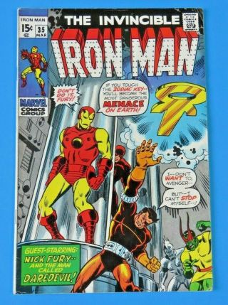 Invincible Iron Man 35 Nick Fury & Daredevil 1971 Marvel Comic Book Vf -