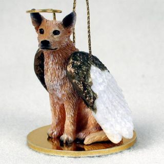 Australian Cattle Dog Ornament Angel Figurine Hand Painted Red
