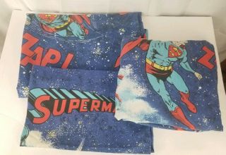 Vintage Superman Bed Sheets Twin Flat Fitted Pillowcase Set 1978 Dc Comics