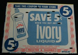 [ 1960s Ivory Liquid - Vintage Advertising Coupon - Procter & Gamble ]