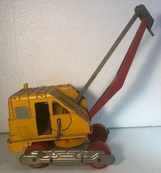 Vintage Hubley Truck Steel Metal Crane Red & Yellow Broke Crane (b14)