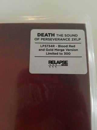 Death Sound Of Perseverance 2xlp Ltd To 300 Relapse Obituary Autopsy Gold/red