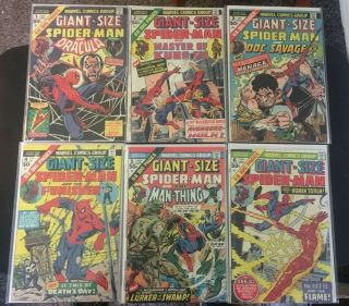 Giant - Size Spider - Man 1 - 6 Full Set 3rd App Of The Punisher Dracula Vg,  To Vf
