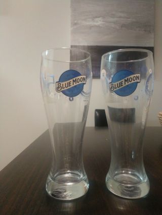 Set Of 2 Blue Moon " A Toast To The Moon Landing " Beer Glasses - 23oz