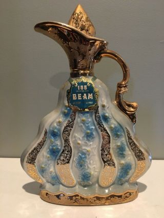 Vintage 1970 Jim Beam’s 155 Month Old Blue And Gold Whiskey Decanter - Empty