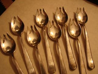 1940 - 50s Shreve & Co.  Trident Desert Spoons - Sterling Silver - Set Of 15