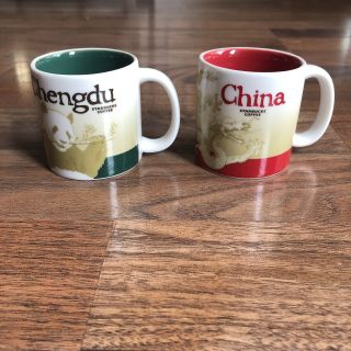 2 Starbucks Coffee Icon City Mugs Espresso Demitasse Cups Chengdu China 3 Oz