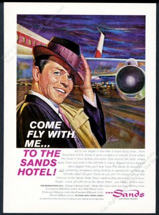 1961 Frank Sinatra Pic The Sands Hotel Casino Las Vegas Vintage Print Ad