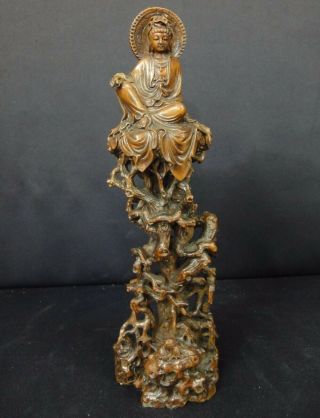 Very Fine Old Chinese Boxwood Hand Carving " Guanyin " Buddha Statue