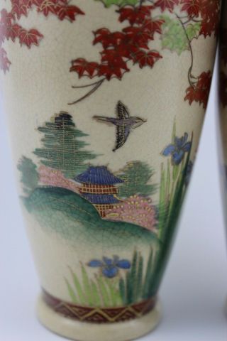 Antique Japanese Taisho Period Pair Satsuma Vases Hand Painted Signed 16cm High 5