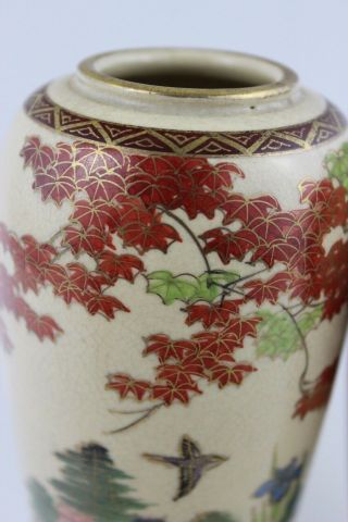 Antique Japanese Taisho Period Pair Satsuma Vases Hand Painted Signed 16cm High 6