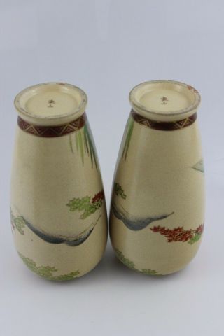 Antique Japanese Taisho Period Pair Satsuma Vases Hand Painted Signed 16cm High 7