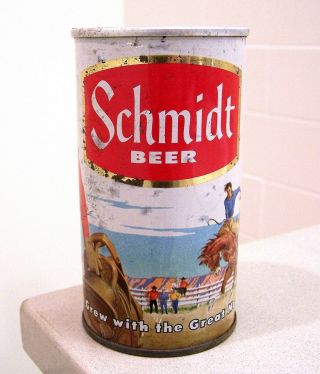 Vintage C.  1960s Schmidt Gold Trim Ziptop Ss Beer Can From St.  Paul,  Mn
