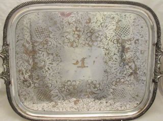 Very Large Crested Old Sheffield Plated Tray With Handles C1820