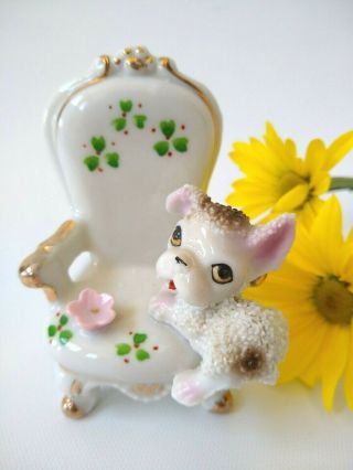 Vintage Puppy Figurine In Chair Ceramic Salt Texture Glaze