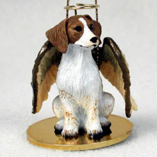 Brittany Ornament Angel Figurine Hand Painted Brown & White