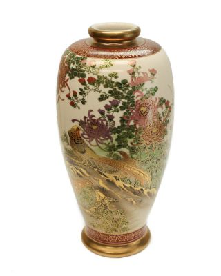 Japanese Satsuma Hand Painted Porcelain Vase,  Circa 1930