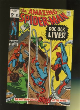 Spider - Man 89 Vg 4.  0 1 Book Marvel Doc Ock Lives 1970 Parker
