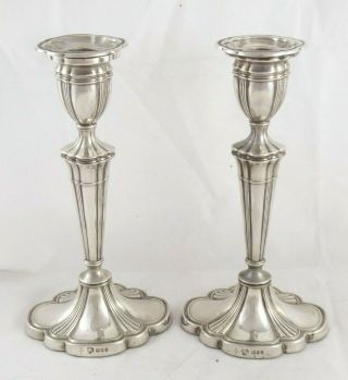 Smart Pair English Solid Sterling Silver Candlesticks London 1963 Quality