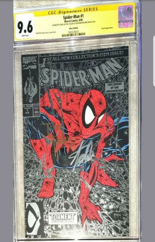 Double Signed Stan Lee Todd Mcfarlane Marvel Spider - Man 1 Aug 1990 Cgc Ss 9.  6