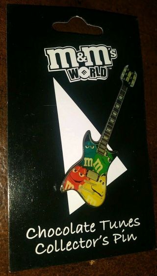 M&m World Candy Yellow Blue Red Green Collectible Guitar Pin Authentic Rare