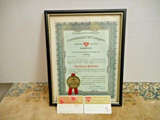 Vintage Continental Oil Company Conoco Salesman Certificate And Credit Cards