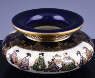 Fine Japanese Meiji Kinkozan Satsuma Gold & Silver Enamel Figural Bulbous Vase