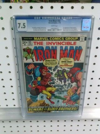 Iron Man 55 - Cgc 7.  5 White Pages 1st Appearance Of Thanos Avengers Endgame