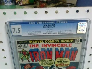 Iron Man 55 - CGC 7.  5 White Pages 1st Appearance Of Thanos Avengers Endgame 2