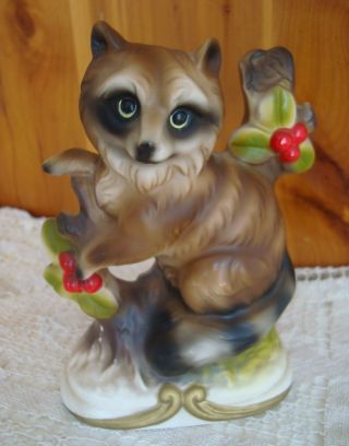 Vintage Choice Imports Japan 6 1/4 " Raccoon Porcelain Bisque Figurine