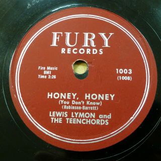 Lewis Lymon The Teenchords Doo - Wop 78 Honey Honey On Fury Vg,  B/w M - Rj 210