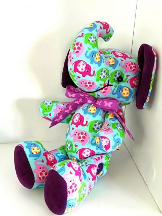 Colorful Elephant Patterned Fabric Sweet Elephant Doll Handmade 11 9 22 Cm.