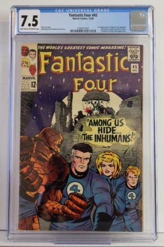 Fantastic Four 45 - Cgc 7.  5 Vf - Marvel 1965 - 1st App Of Inhumans - 2nd Gorgon