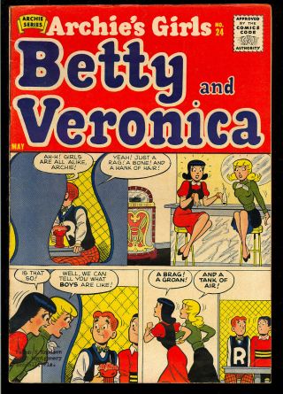 Archie’s Girls Betty And Veronica 24 Golden Age Comic 1956 Fn