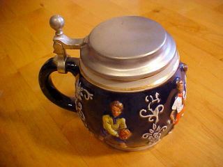 Soccer German Beer Stein With Rein Zinn Tin Lid From Germany