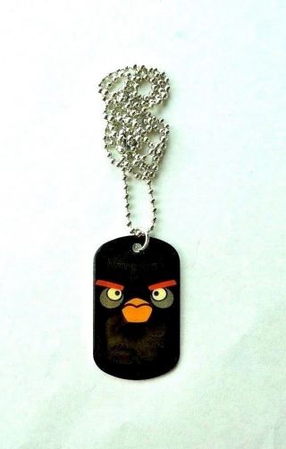 Angry Birds Movie Dog Tag Necklace Collectible Rare Black Bird Keychain