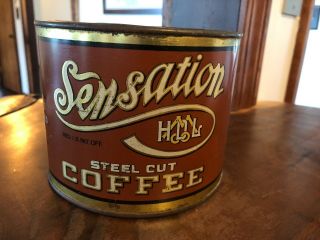 Vintage Sensation Steel Cut Coffee Metal Tin Can With Lid Hdl Mercantile Co.