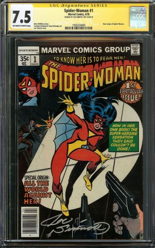 Spider - Woman 1 Cgc 7.  5 Ss Joe Sinnott Origin Of Spider - Woman Marvel Not 9.  8